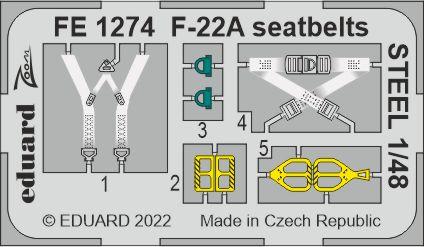 Eduard Accessories FE1274 F-22A seatbelts STEEL 1/48