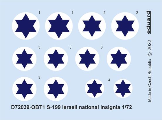 Eduard Accessories D72039 S-199 Israeli national insignia 1/72