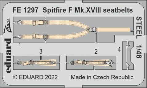 Eduard Accessories FE1297 Spitfire F Mk.XVIII seatbelts STEEL