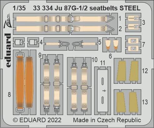 Eduard Accessories 33334 Ju 87G-1/2 seatbelts STEEL for BORDER MODEL