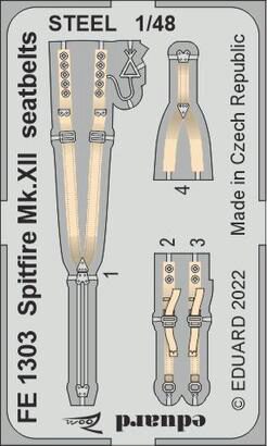 Eduard Accessories FE1303 Spitfire Mk.XII seatbelts STEEL for AIRFIX
