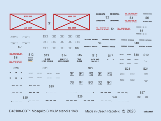 Eduard Accessories D48108 Mosquito B Mk.IV stencils for TAMIYA/REVELL