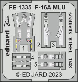 Eduard Accessories FE1335 F-16A MLU seatbelts STEEL 1/48 KINETIC