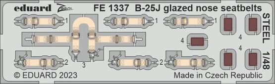 Eduard Accessories FE1337 B-25J glazed nose seatbelts STEEL 1/48 HKM