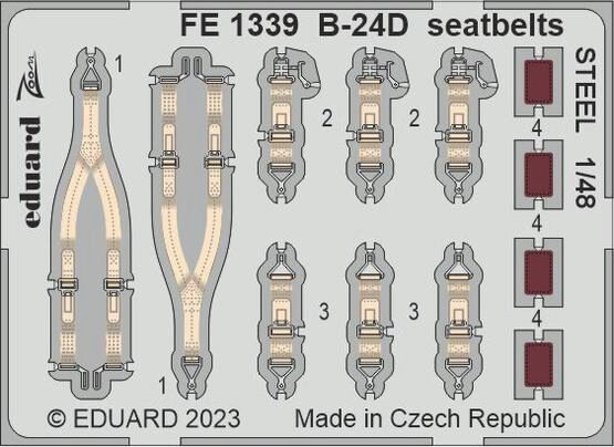 Eduard Accessories FE1339 B-24D seatbelts STEEL 1/48 REVELL