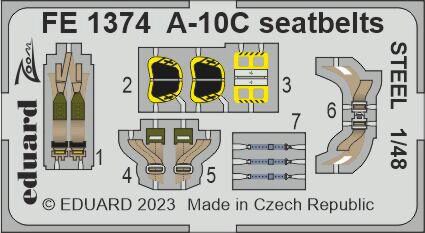 Eduard Accessories FE1374 A-10C seatbelts STEEL 1/48 ACADEMY