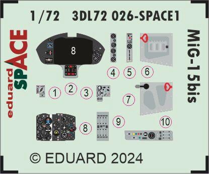 Eduard Accessories 3DL72026 MiG-15bis SPACE 1/72