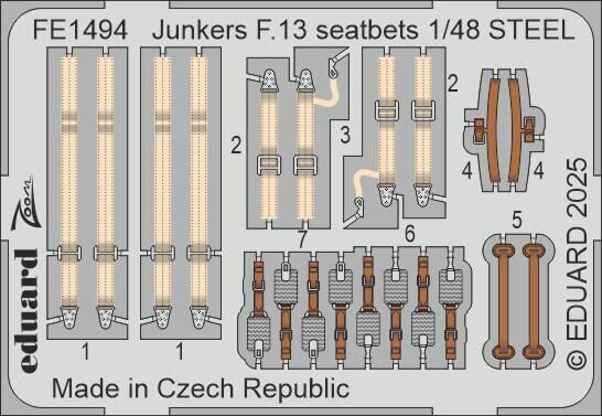 Eduard Accessories FE1494 Junkers F.13 seatbelts STEEL   MINIART