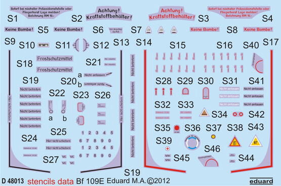 Eduard Accessories D48013 Bf 109E stencils