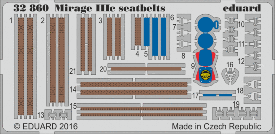 Eduard Accessories 32860 Mirage IIIc seatbelts for Italeri