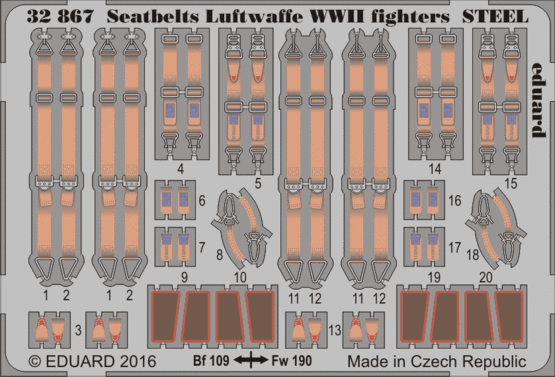 Eduard Accessories 32867 Seatbelts Luftwaffe WWII fighters STEEL