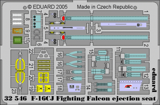 Eduard Accessories 32546 F-16CJ Fighting Falcon ejection seat für Tamiya Bausatz Teils farbig bedruckter Fotoätzsatz 