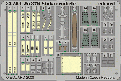 Eduard Accessories 32564 Ju 87G Stuka  seatbelts für Hasegawa Bausatz Fotoätzteile für Hasegawa Bausatz