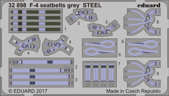 Eduard Accessories 32898 F-4 seatbelts grey STEEL