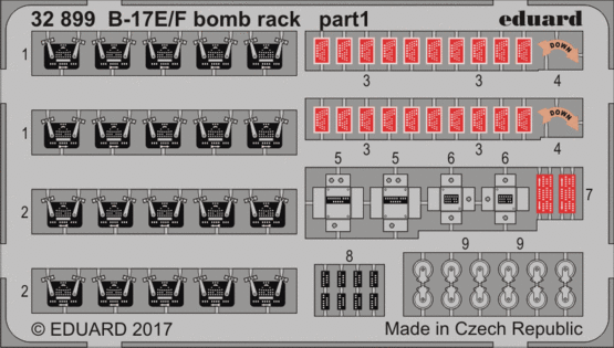 Eduard Accessories 32899 B-17E/F bomb rack for HKM