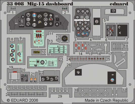 Eduard Accessories 33008 Mig-15 dashboard