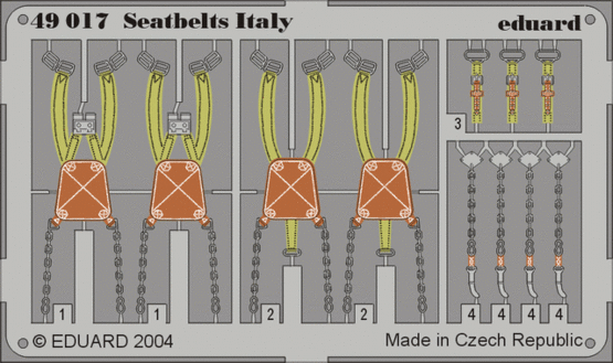 Eduard Accessories 49017 Seatbelts Italy Farbig bedruckter Fotoätzsatz 