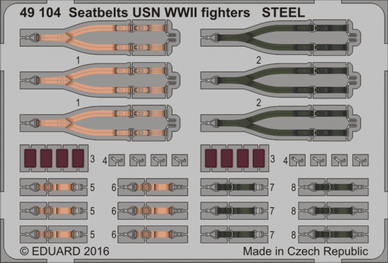 Eduard Accessories 49104 Seatbelts USN WWII fighters STEEL