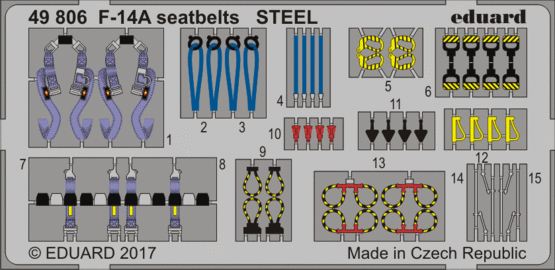 Eduard Accessories 49806 F-14A seatbelts STEEL for Tamiya