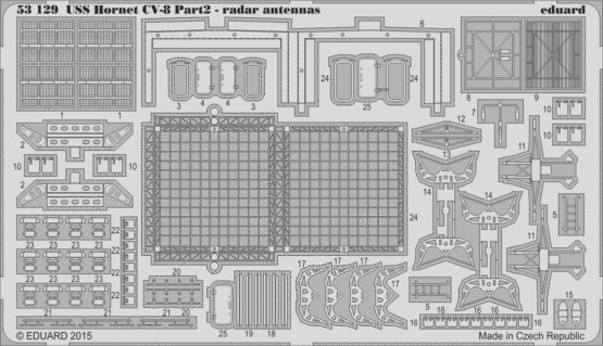 Eduard Accessories 53129 USS Hornet CV-8 part2-radar antennas f.M