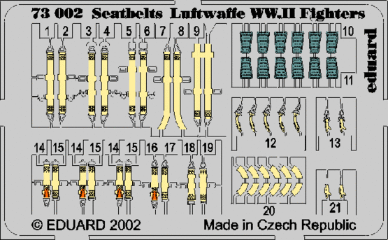 Eduard Accessories 73002 Seatbelts Luftwaffe WW.II Fighters Bemalter Fotoätzsatz