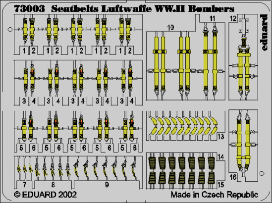 Eduard Accessories 73003 Seatbelts Luftwaffe WW.II Bombers Bemalter Fotoätzsatz