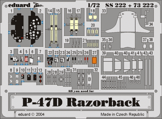 Eduard Accessories 73222 P-47D Razorback
