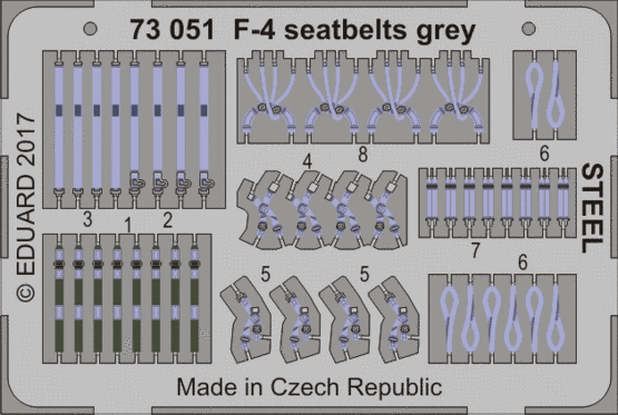 Eduard Accessories 73051 F-4 seatbelts grey STEEL