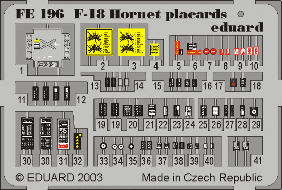 Eduard Accessories FE196 F-18 Hornet placards Bemalter Fotoätzsatz