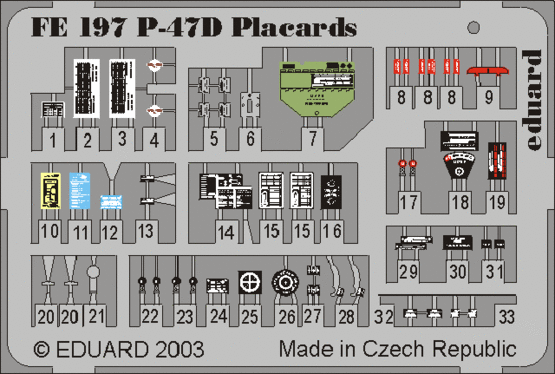 Eduard Accessories FE197 P-47D Thunderbolt Placards Bemalter Fotoätzsatz