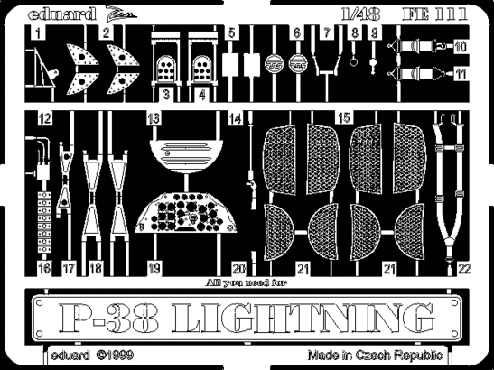 Eduard Accessories FE111 P-38 Lightning für Academy Bausatz 