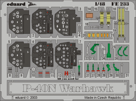 Eduard Accessories FE233 P-40N Warhawk