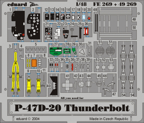 Eduard Accessories FE269 P-47D-20 Thunderbolt für Hasegawa Bausatz 