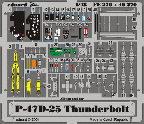 Eduard Accessories FE270 P-47D-25 Thunderbolt für Hasegawa Bausatz 