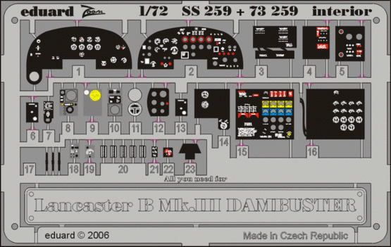 Eduard Accessories SS259 Lancaster B Mk.III Dambuster interior Für Hasegawa Bausatz.