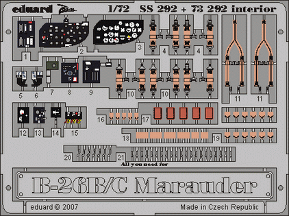 Eduard Accessories SS292 B-26B/C Marauder interior für Hasegawa-Bausatz