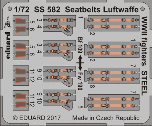 Eduard Accessories SS582 Seatbelts Luftwaffe WWII fighters STEEL