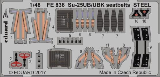 Eduard Accessories FE836 Su-25UB/UBK seatbelts STEEL for SMER