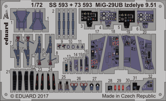 Eduard Accessories 73593 MiG-29UB Izdelye 9.51 for Trumpeter