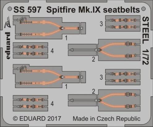 Eduard Accessories SS597 Spitfire Mk.IX seatbelts STEEL f.Eduard