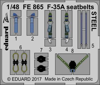 Eduard Accessories FE865 F-35A seatbelts STEEL for Meng