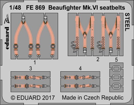 Eduard Accessories FE869 Beaufighter Mk.VI seatbelts STEEL f.Tami