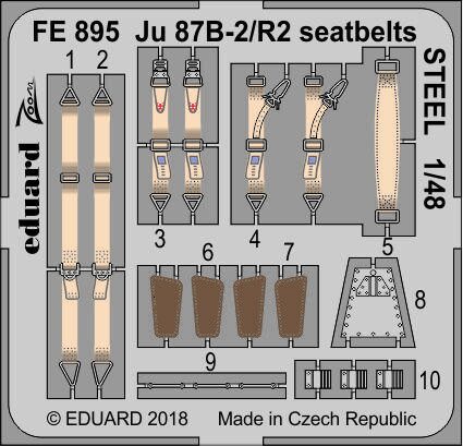Eduard Accessories FE895 Ju 87B-2/R2 seatbelts STEEL for Airfix