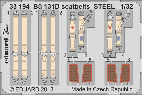 Eduard Accessories 33194 Bü 131D seatbelts STEEL for ICM
