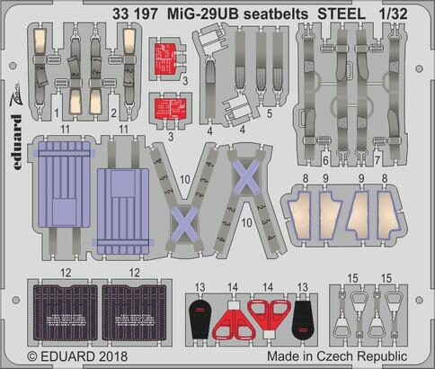 Eduard Accessories 33197 MiG-29UB seatbelts STEEL for Trumpeter
