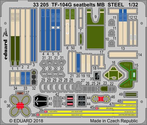 Eduard Accessories 33205 TF-104G seatbelts MB STEEL for Italeri