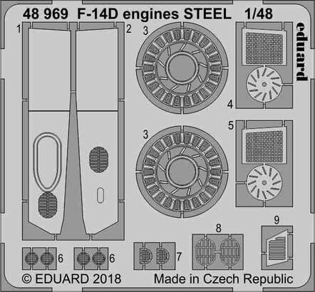 Eduard Accessories 48969 F-14D engines STEEL for Tamiya