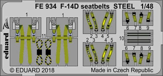 Eduard Accessories FE934 F-14D seatbelts STEEL for Tamiya