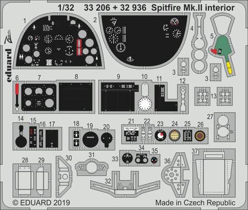 Eduard Accessories 32936 Spitfire Mk.II interior for Revell