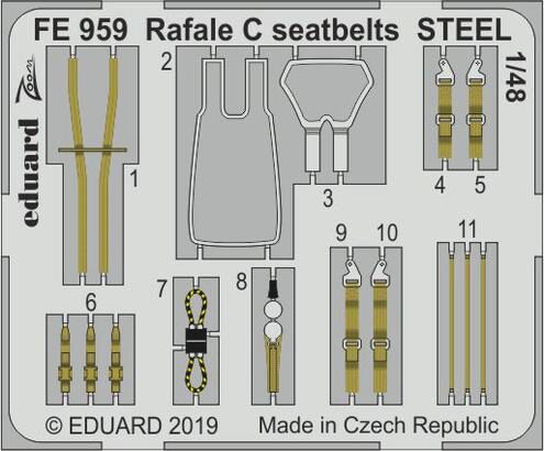 Eduard Accessories FE959 Rafale C seatbelts STEEL for Revell